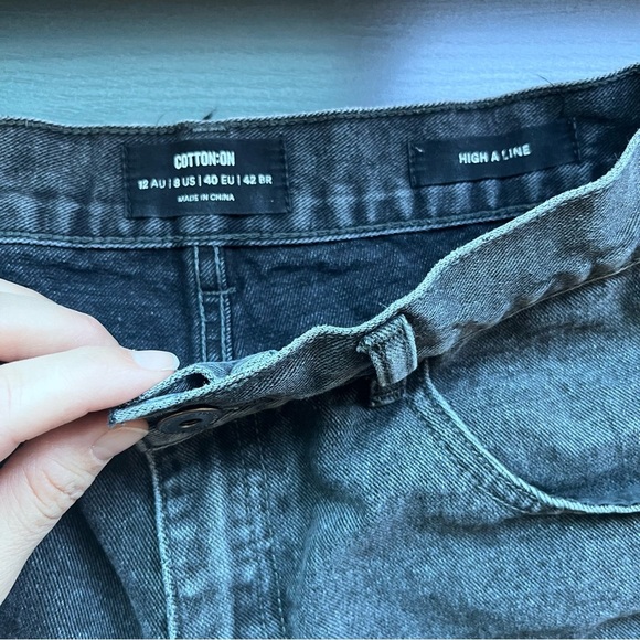 Cotton On High A Line Black Denim Shorts Size 8 - Picture 5 of 7